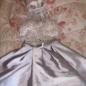Grey crop top with skirt